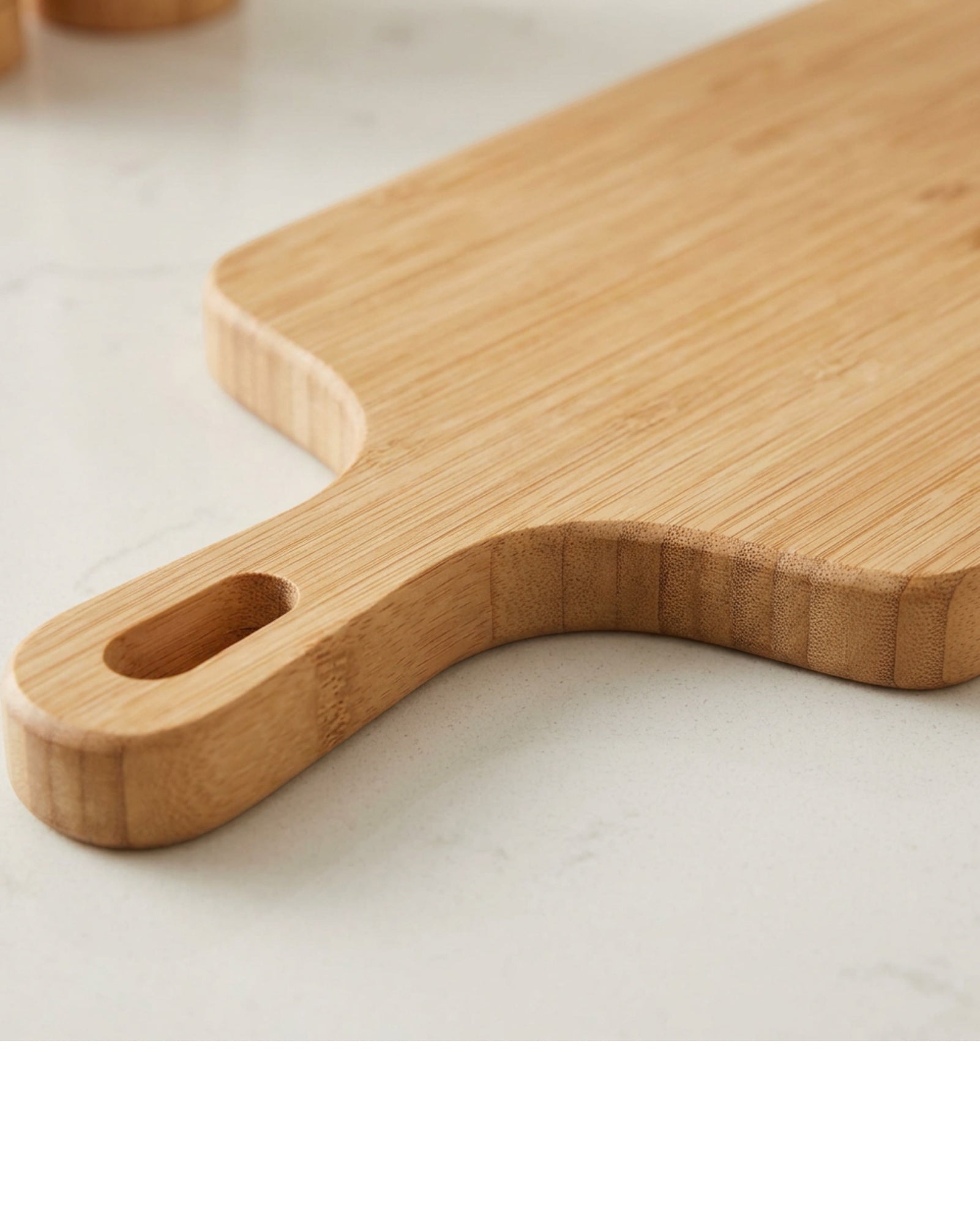 Kxvpn Bamboo Paddle Cutting Board Tapered Handle Natural - Detail view
