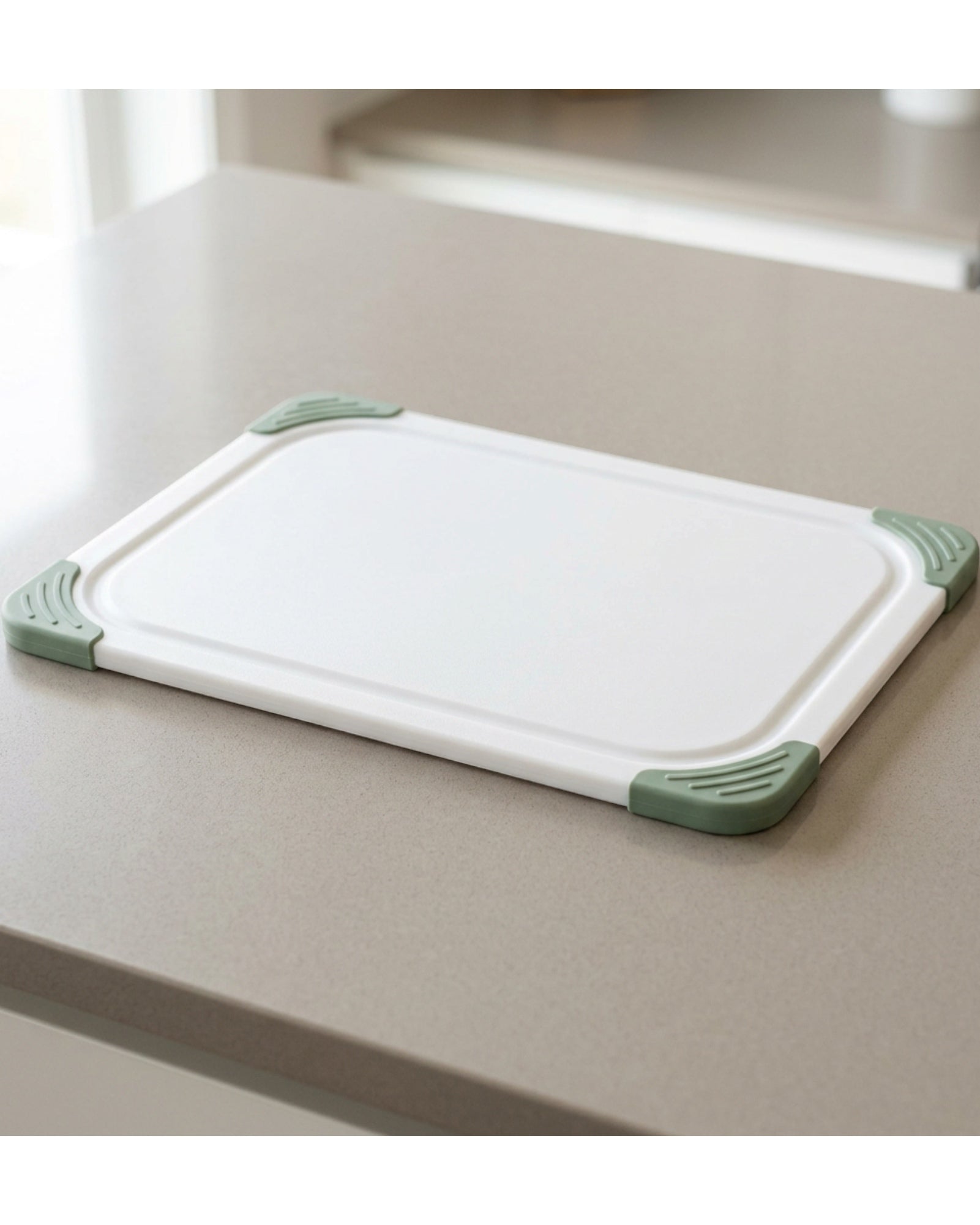 Kxvpn HDPE Non Slip Border Cutting Board White Sage - Lifestyle view